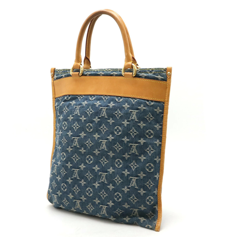 Louis Vuitton Tote Denim Flat gusset blue Shopper Monogram Handbag Bag